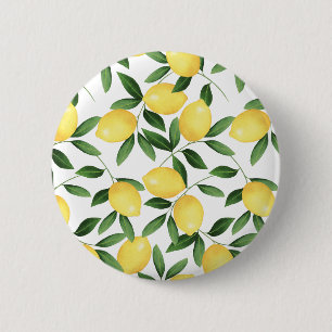 WATERCOLOR LEMONS 6 CM ROUND BADGE