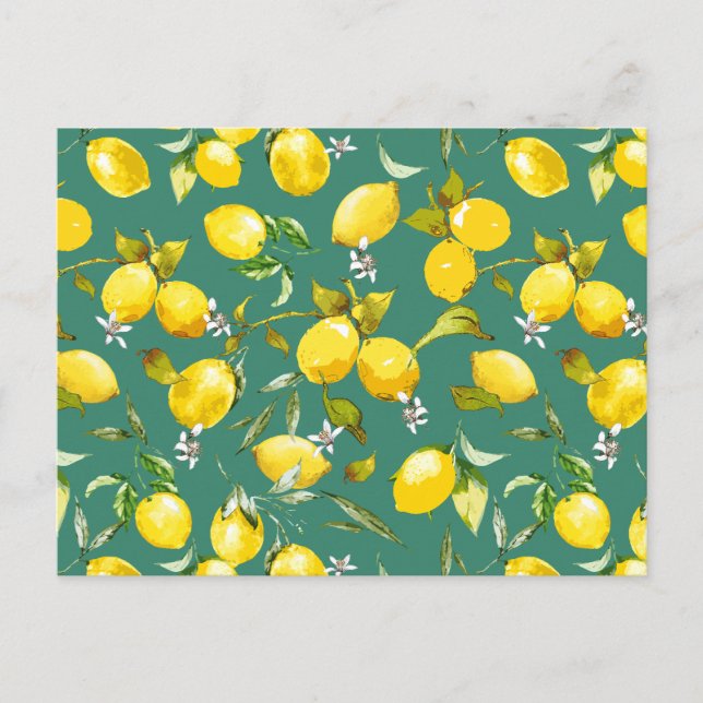 Watercolor lemons 6 holiday postcard (Front)
