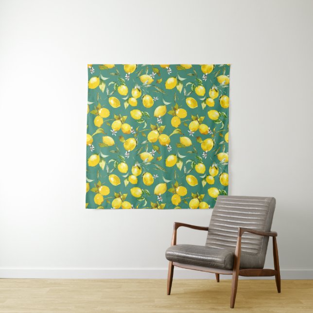 Watercolor lemons 6 tapestry (In Situ (Horizontal))