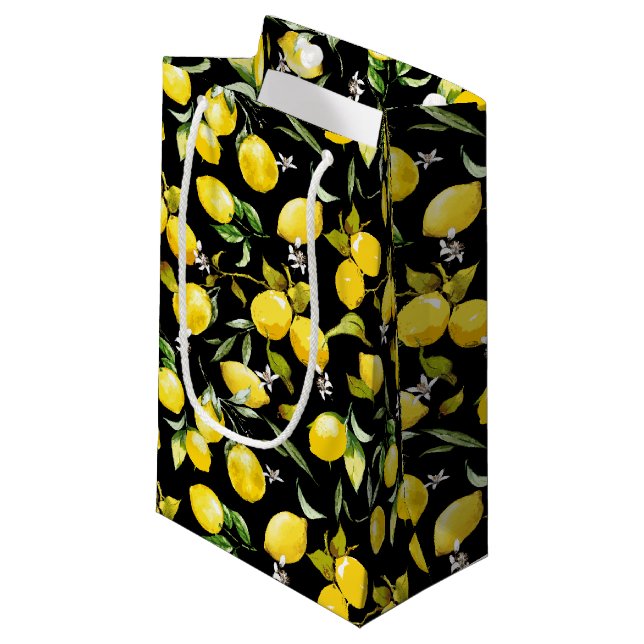 Watercolor lemons 7 small gift bag (Front Angled)