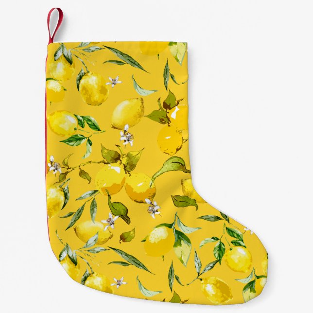 Watercolor lemons 8 small christmas stocking (Front)