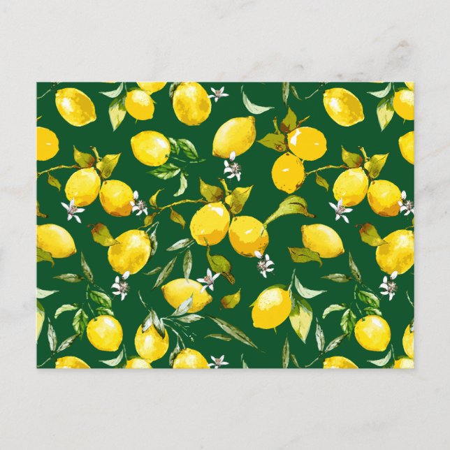 Watercolor lemons 9 holiday postcard (Front)