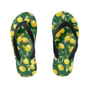 Watercolor lemons 9 kid's jandals