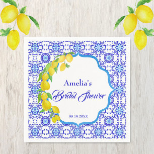 Watercolor Lemons Amalfi Bridal Shower Napkin