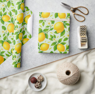 Watercolor Lemons and Blossoms - Fresh Citrus  Wrapping Paper