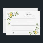 watercolor lemons and greenery advice card<br><div class="desc">A lovely watercolor lemons design.  Feel free to change the colours and text details.</div>