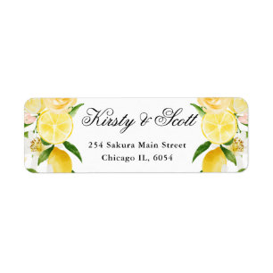 Watercolor Lemons and White Flowers address