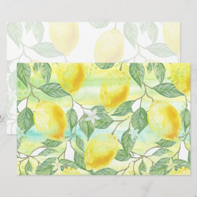 Watercolor Lemons Artisan Soap Product Wrap Paper (Front/Back)