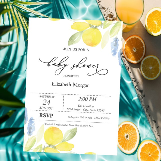 Watercolor Lemons Baby Shower Invitation (Creator Uploaded)