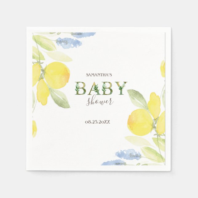 Watercolor Lemons Baby Shower   Napkin (Front)