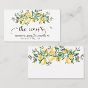 Watercolor Lemons Botanical Flowers Registry Enclosure Card