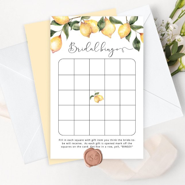 Watercolor lemons bridal shower bingo game (Creator Uploaded)