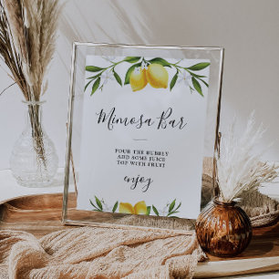 Watercolor lemons bridal shower mimosa bar sign