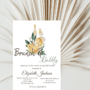 Watercolor Lemons Brunch & Bubbly Bridal Shower Invitation