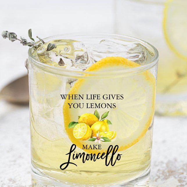 Watercolor Lemons Brush Script Limoncello Glass (Several styles to choose from.)
