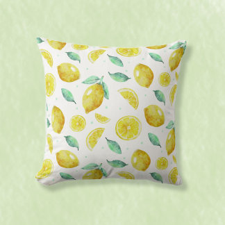 Watercolor lemons cushion