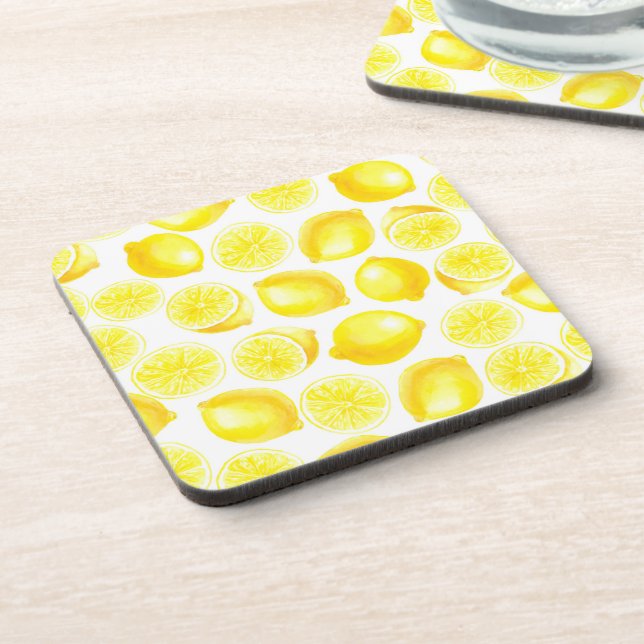 Watercolor lemons design coaster (Left Side)