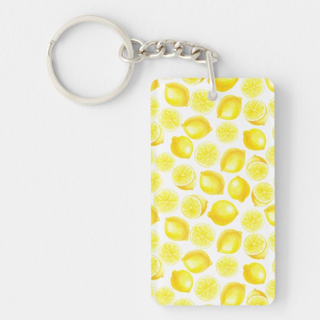 Watercolor lemons design key ring (Front)