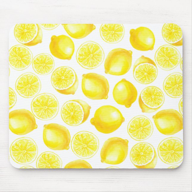 Watercolor lemons design mouse pad (Front)