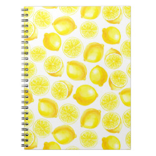 Watercolor lemons design spiral notebook