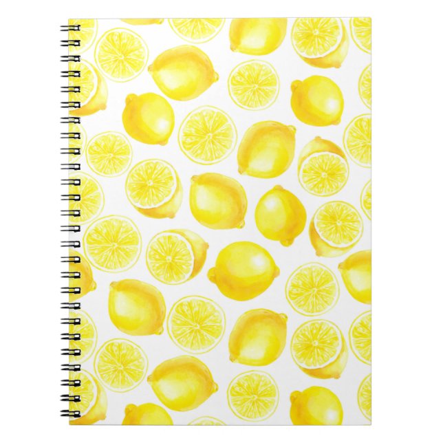 Watercolor lemons design spiral notebook (Front)