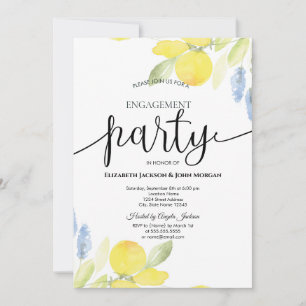 Watercolor Lemons Engagement  Invitation