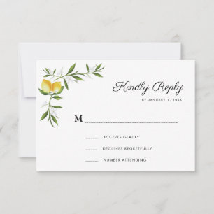 watercolor lemons floral RSVP card