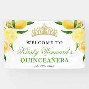 Watercolor Lemons & Flowers Welcome Quinceanera Banner