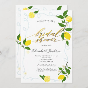 Watercolor Lemons Frame Bridal Shower Invitation