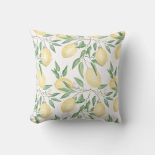 Watercolor lemons fruit citrus nature fresh yellow cushion