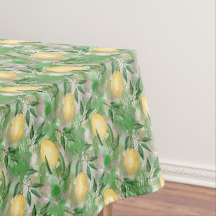 Watercolor lemons fruit citrus nature fresh yellow tablecloth