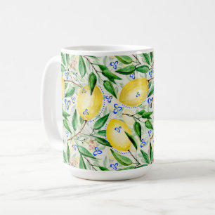 Watercolor lemons fruit coffee mug