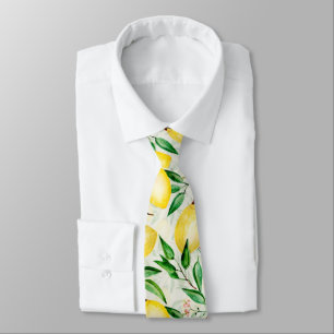 Watercolor lemons fruit tie