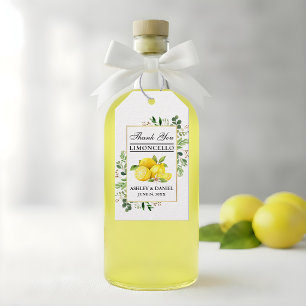 Watercolor Lemons Gold Limoncello Wedding Gift Tags