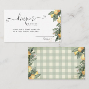 Watercolor Lemons Green Plaid Baby Shower Enclosure Card