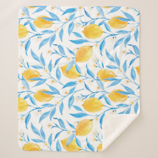 Watercolor lemons: hand-drawn pattern. sherpa blanket