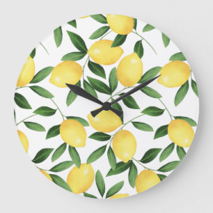 WATERCOLOR LEMONS LARGE CLOCK
