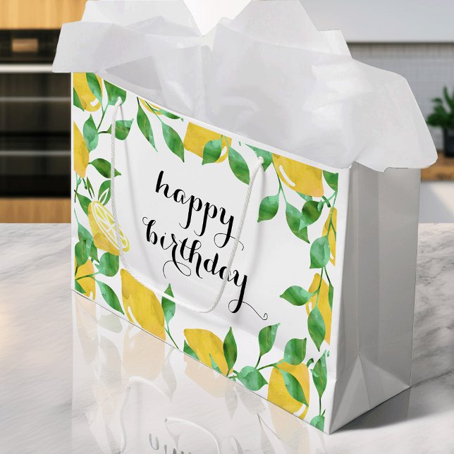 Watercolor Lemons Large Gift Bag (Creator Uploaded)