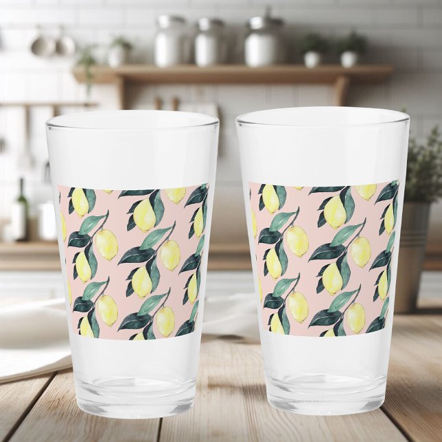 Watercolor Lemons & Leaves Yellow Seamless Pattern Glass (Creator Uploaded)