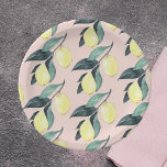 Watercolor Lemons & Leaves Yellow Seamless Pattern Paper Plate<br><div class="desc">Watercolor Lemons & Leaves Yellow Seamless Pattern</div>