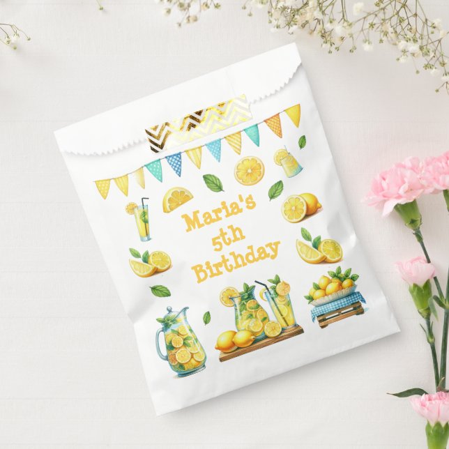 Watercolor Lemons Lemonade Birthday Party Favour Bags (Sealed)