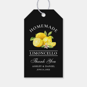 Watercolor Lemons Limoncello Thank You Black Gift Tags