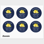 Watercolor Lemons Limoncello Thank You Blue Classic Round Sticker<br><div class="desc">Elegant Watercolor Lemons Homemade Limoncello Wedding Thank You Stickers - Blue</div>