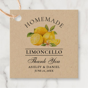 Watercolor Lemons Limoncello Thanks Kraft Tags