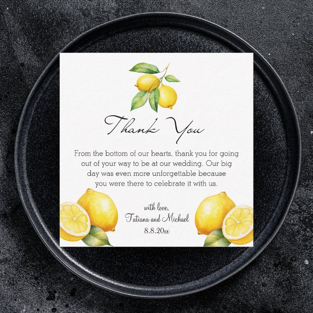  watercolor lemons limoncello wedding thank you card (Creator Uploaded)