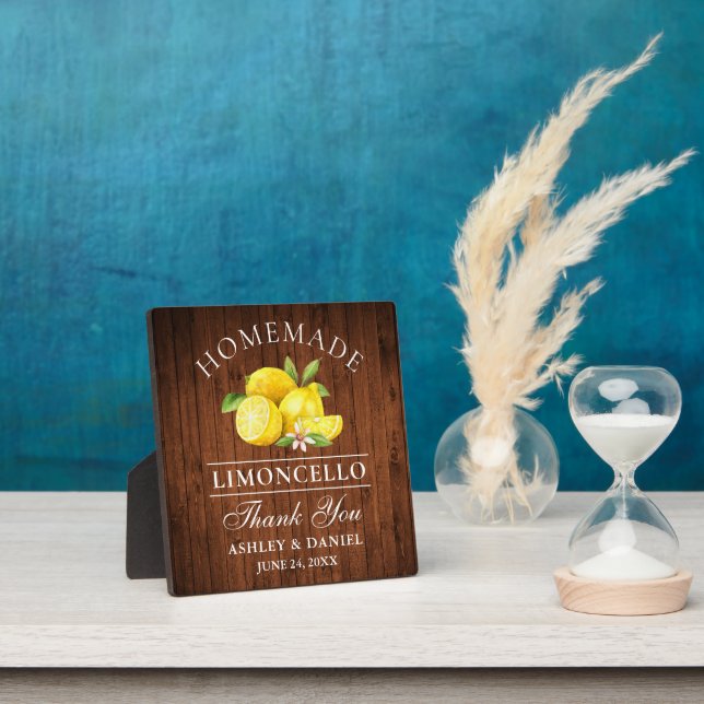 Watercolor Lemons Limoncello Wood Print Wedding Plaque (Insitu)