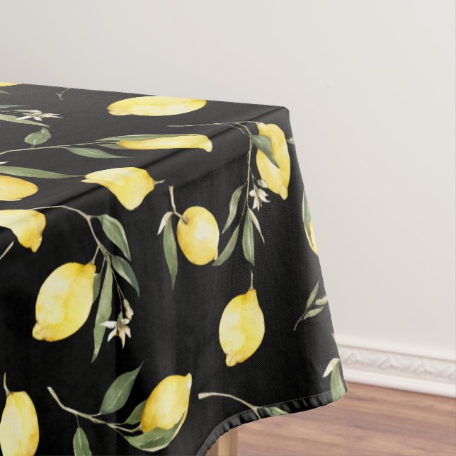Watercolor Lemons,Mediterranean art,summer Tablecloth (In Situ)