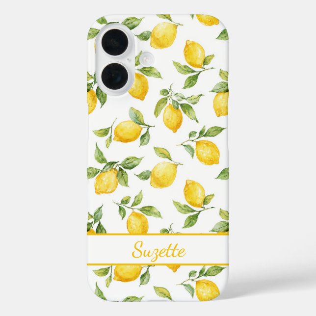 Watercolor Lemons Monogrammed Case-Mate iPhone Case (Back)