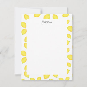 Watercolor Lemons Pattern 2 Card