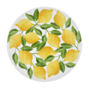 Watercolor lemons pattern cutting board